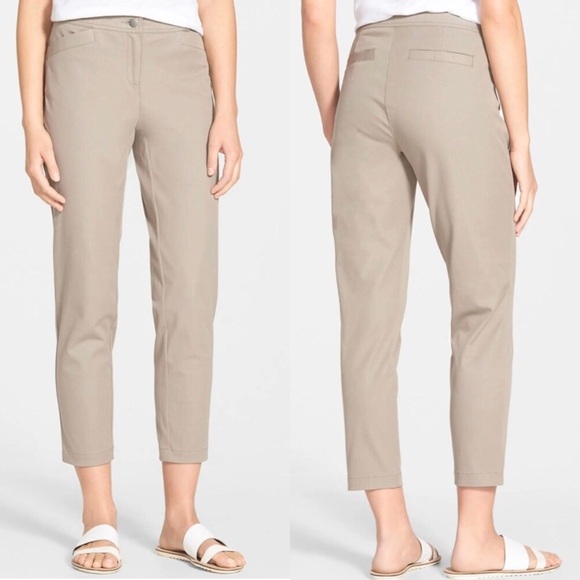 Eileen Fisher Organic Cotton Slim Ankle Pant in Stone - Picture 2 of 9